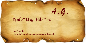 Apáthy Géza névjegykártya