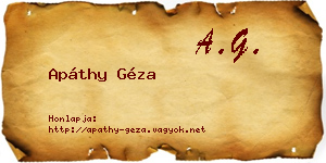 Apáthy Géza névjegykártya