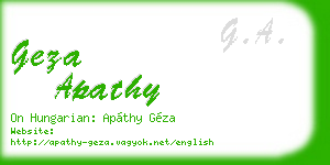 geza apathy business card