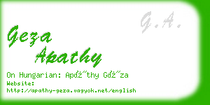 geza apathy business card